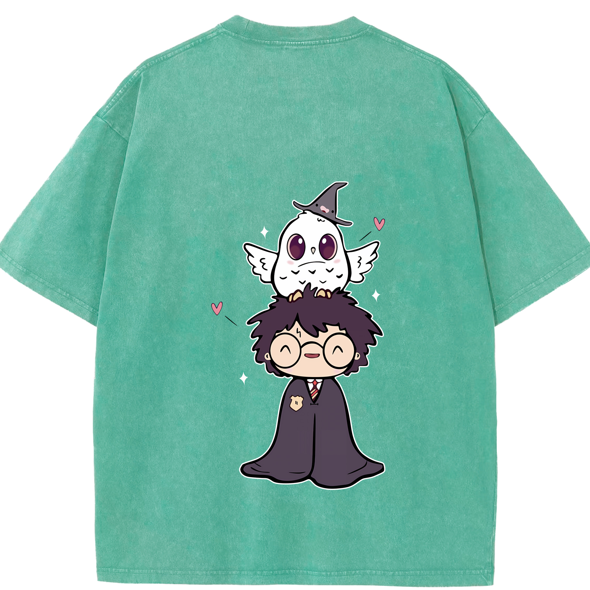 （画像用） Harry Potter ハリー・ポッターシリーズ 綿100% ヴィンテージ風 半袖Tシャツ（背面プリント）